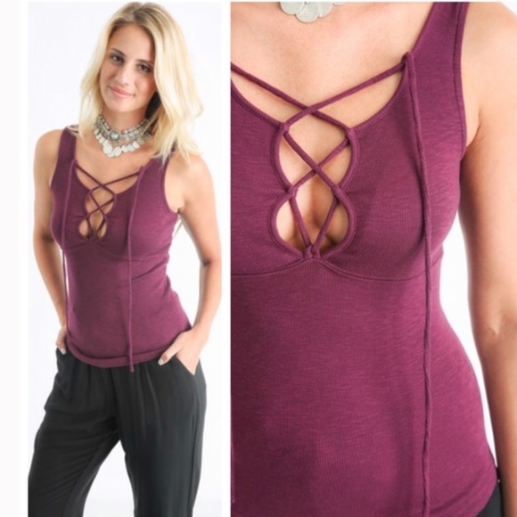 Free People Tops - FREE PEOPLE Emmy Lou lace up tank Size Small